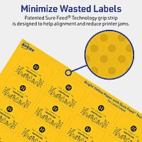 Avery Printable Rectangle Labels, Sure Feed Technology, 1.25" x 1.75", Bright Yellow