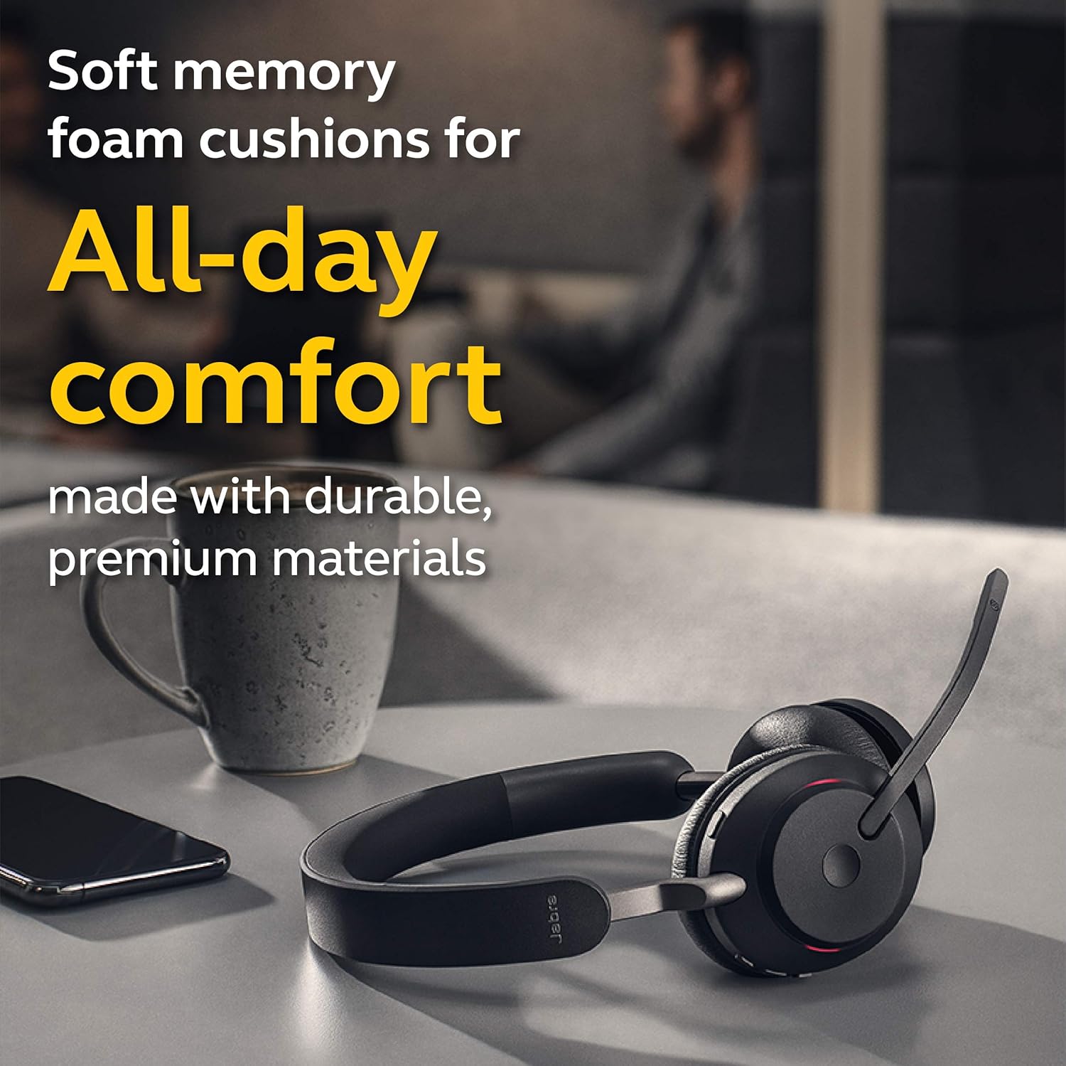 Jabra Evolve2 65 - USB-A MS Teams Stereo with Charging Stand - Black Wireless Headset/Music Headphones