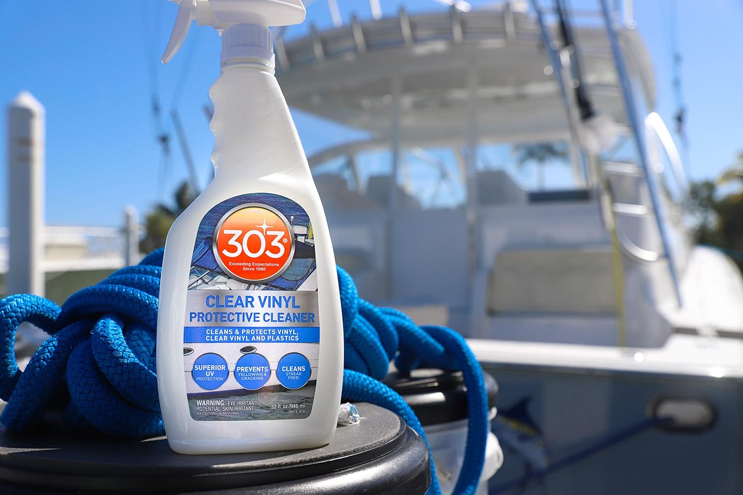 303 Products Marine Clear Protective Cleaner - Cleans and Protects Vinyl and Plastics, Provides Superior UV Protection