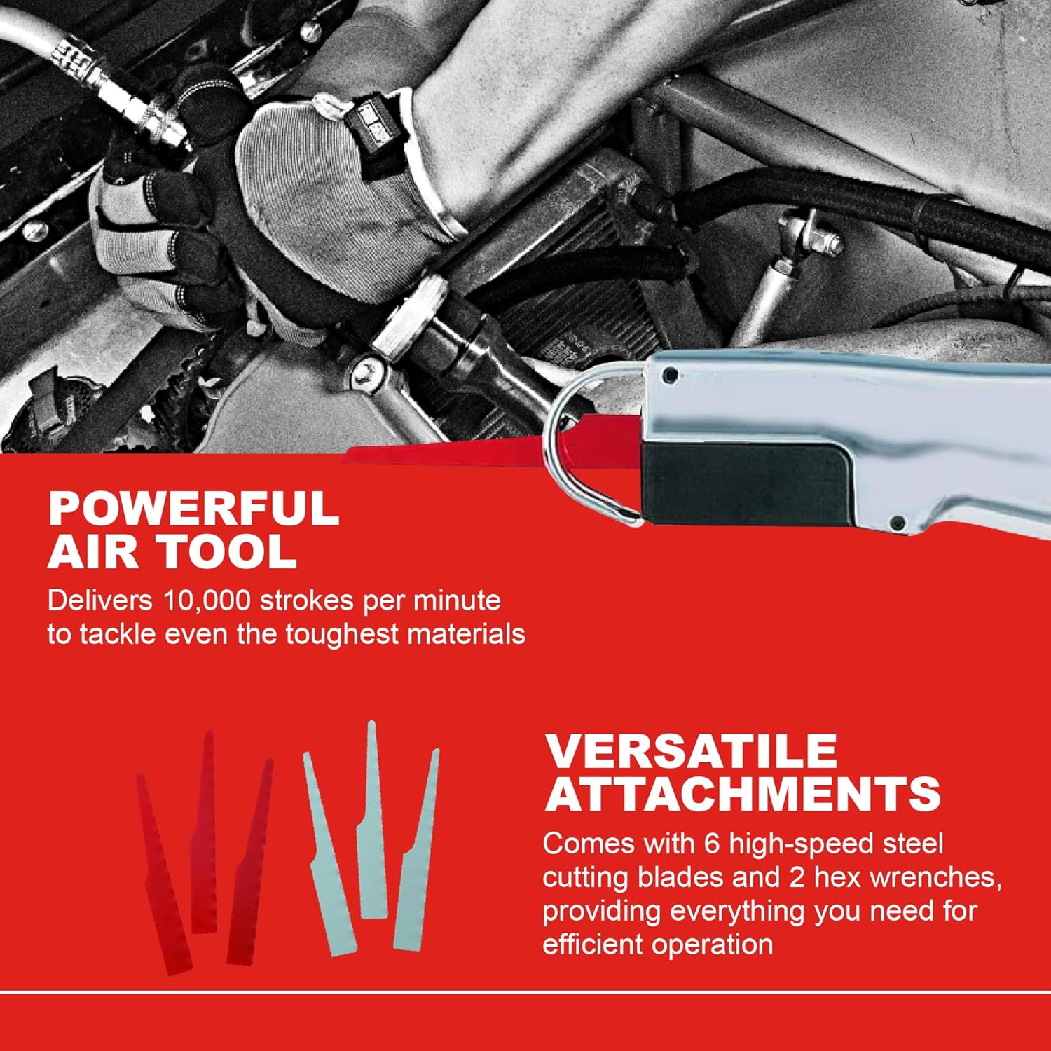 Ingersoll Rand 429 Reciprocating Air Saw, 3/8" Stroke Length, 10,000 Strokes per Minute, 1.3 lbs
