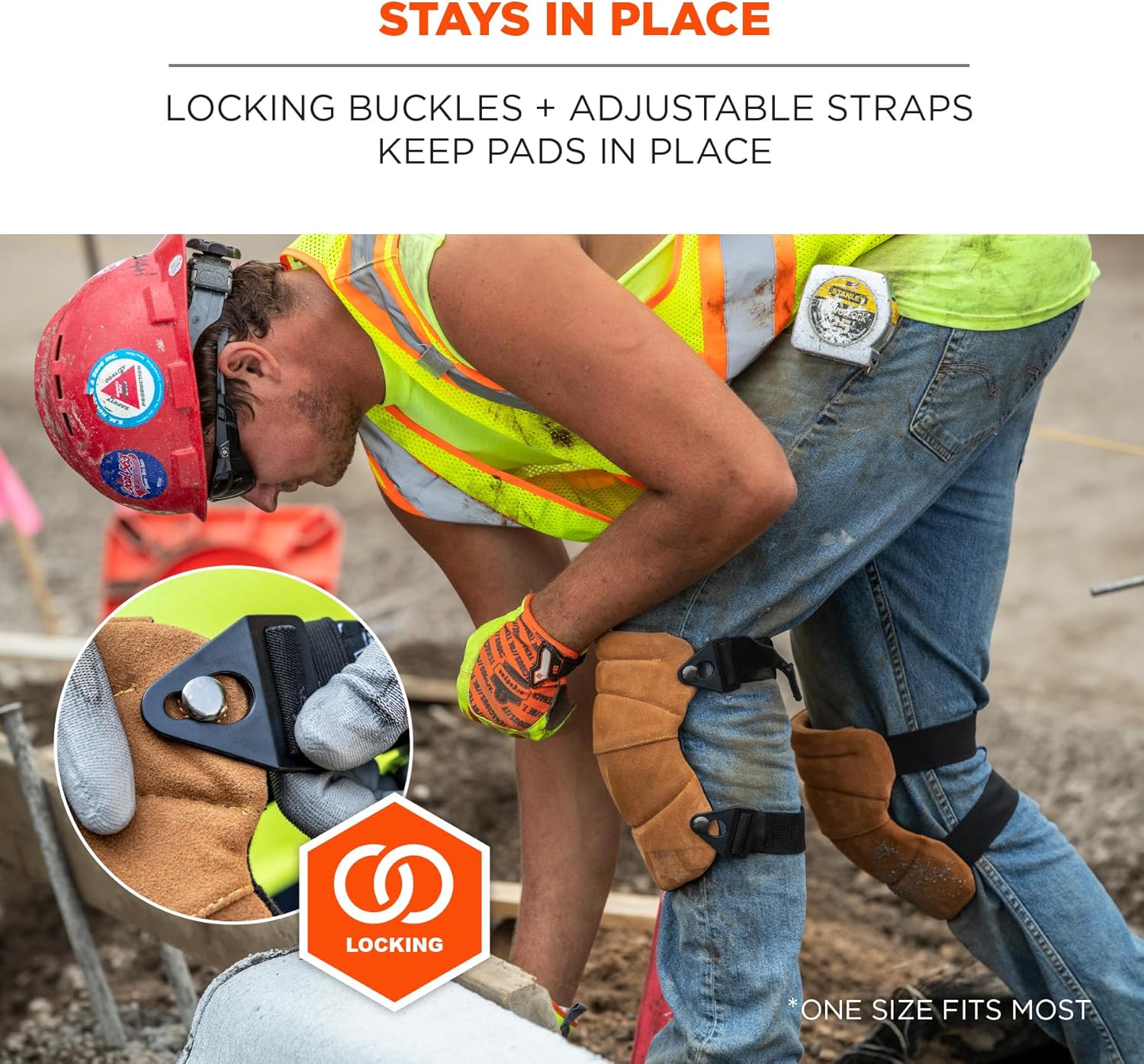 Ergodyne ProFlex 230LTR Leather Knee Pads, Heavy Duty, One Size, Brown