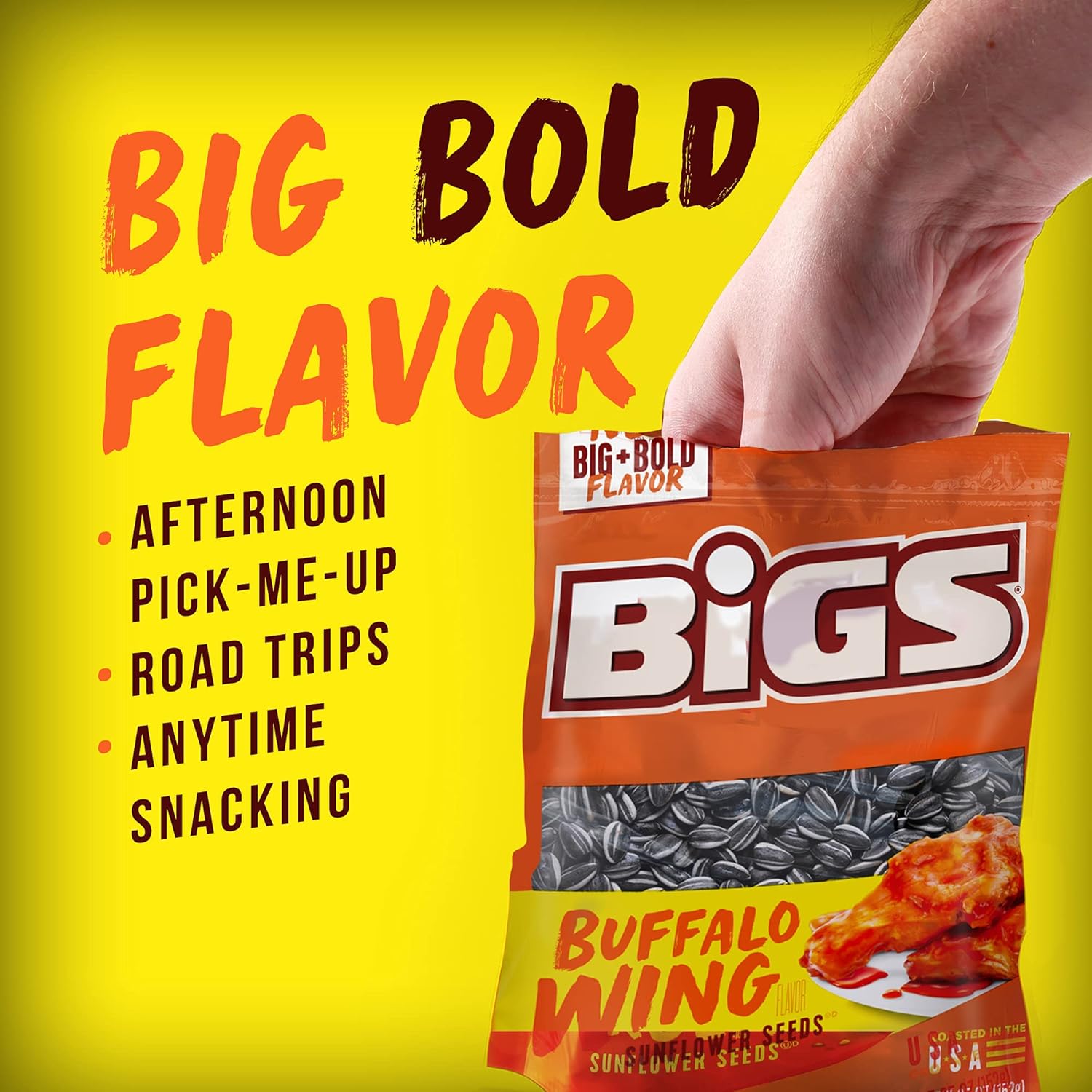 BIGS Sunflower Seeds, Buffalo Wing Flavor, 5.35 oz. (Pack of 12)