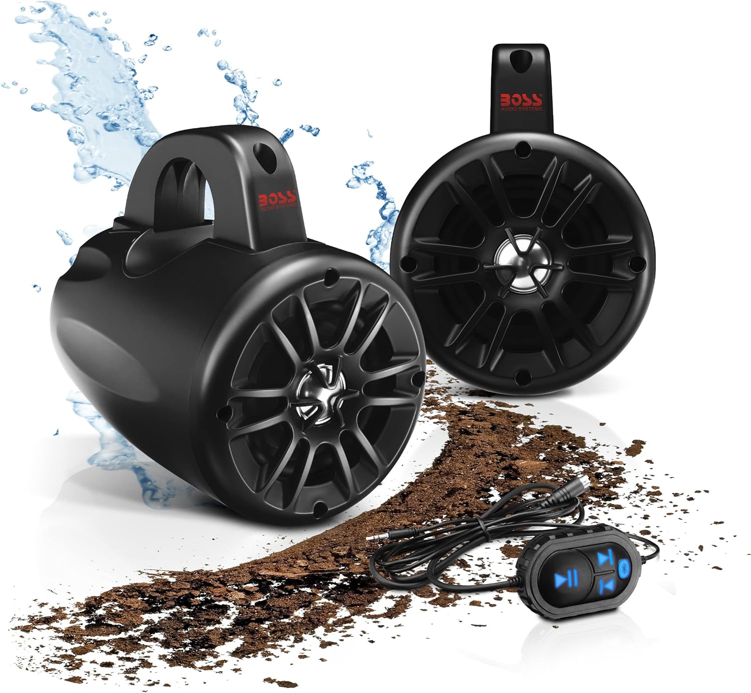 BOSS Audio Systems BM40AMPBT ATV UTV Waketower Speaker System - Bluetooth, 500 Watts of Power Per Pair, 4 Inch Woofer