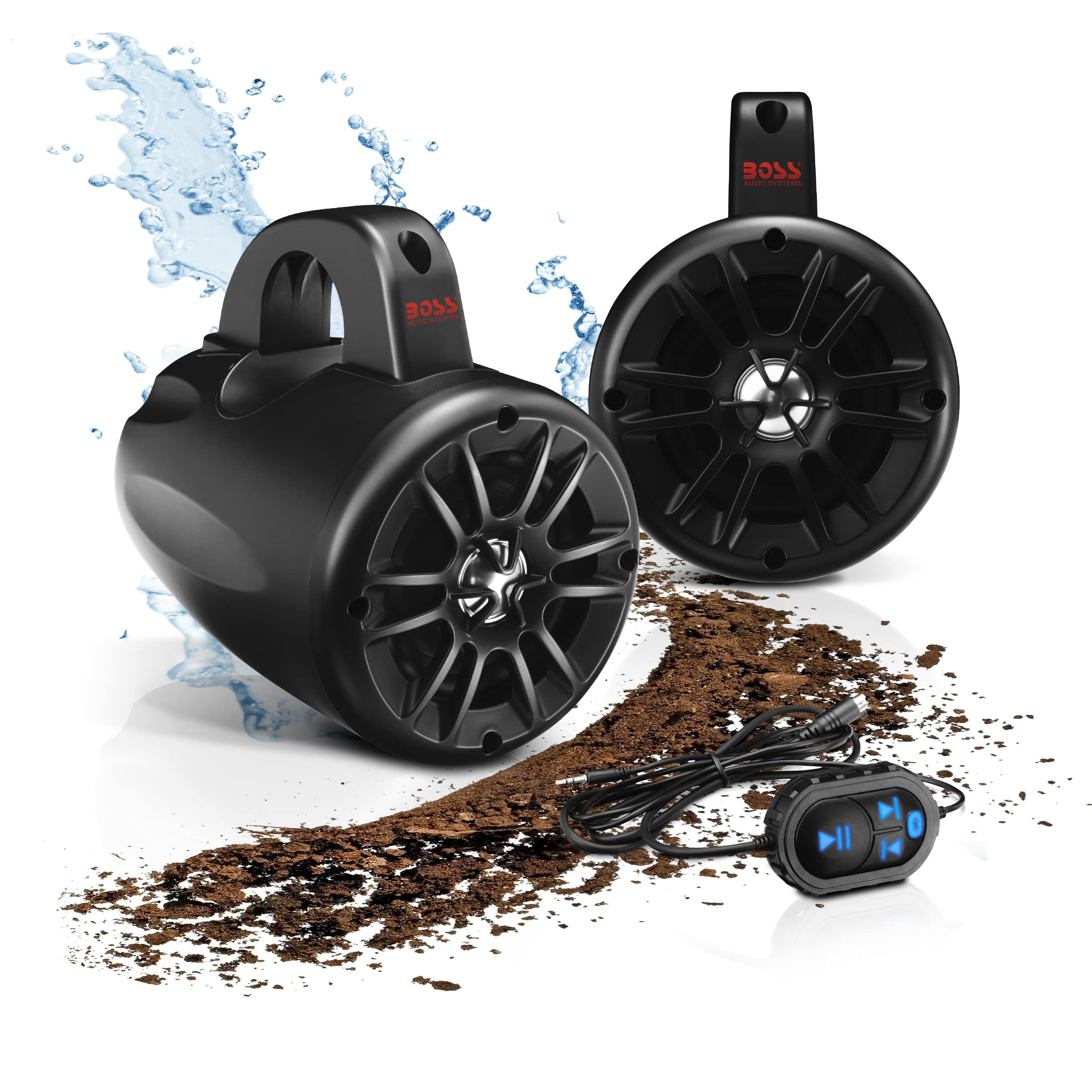 BOSS Audio Systems BM40AMPBT ATV UTV Waketower Speaker System - Bluetooth, 500 Watts of Power Per Pair, 4 Inch Woofer