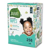 Seventh Generation 34219CT Free & Clear Baby Wipes, Refill, Unscented, White, 256/PK, 3 PK/CT 64 Count (Pack of 4)