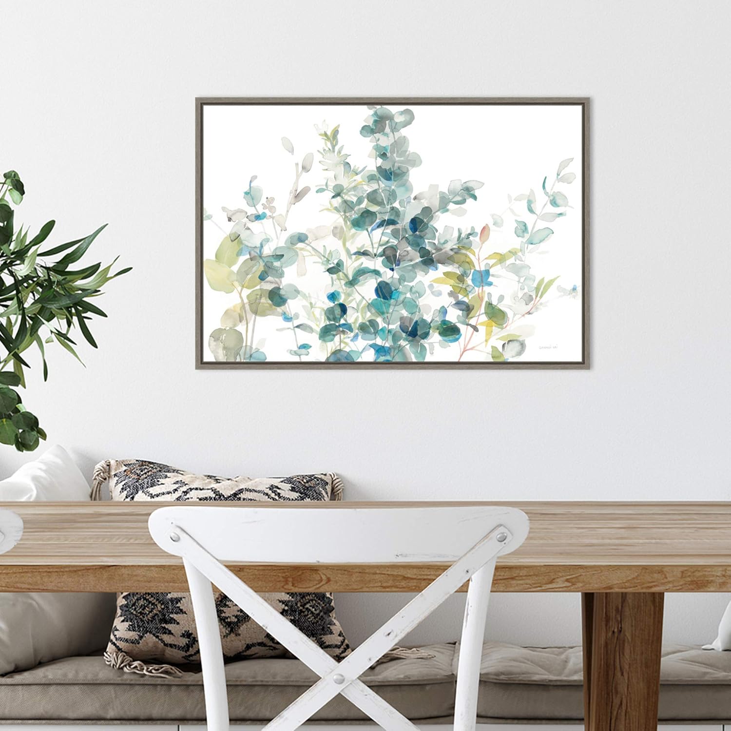 Amanti Art Framed Canvas Wall Art 16x23 Eucalyptus I White Crop by Danhui Nai, Framed Wall Art Canvas, Flowers Artwork