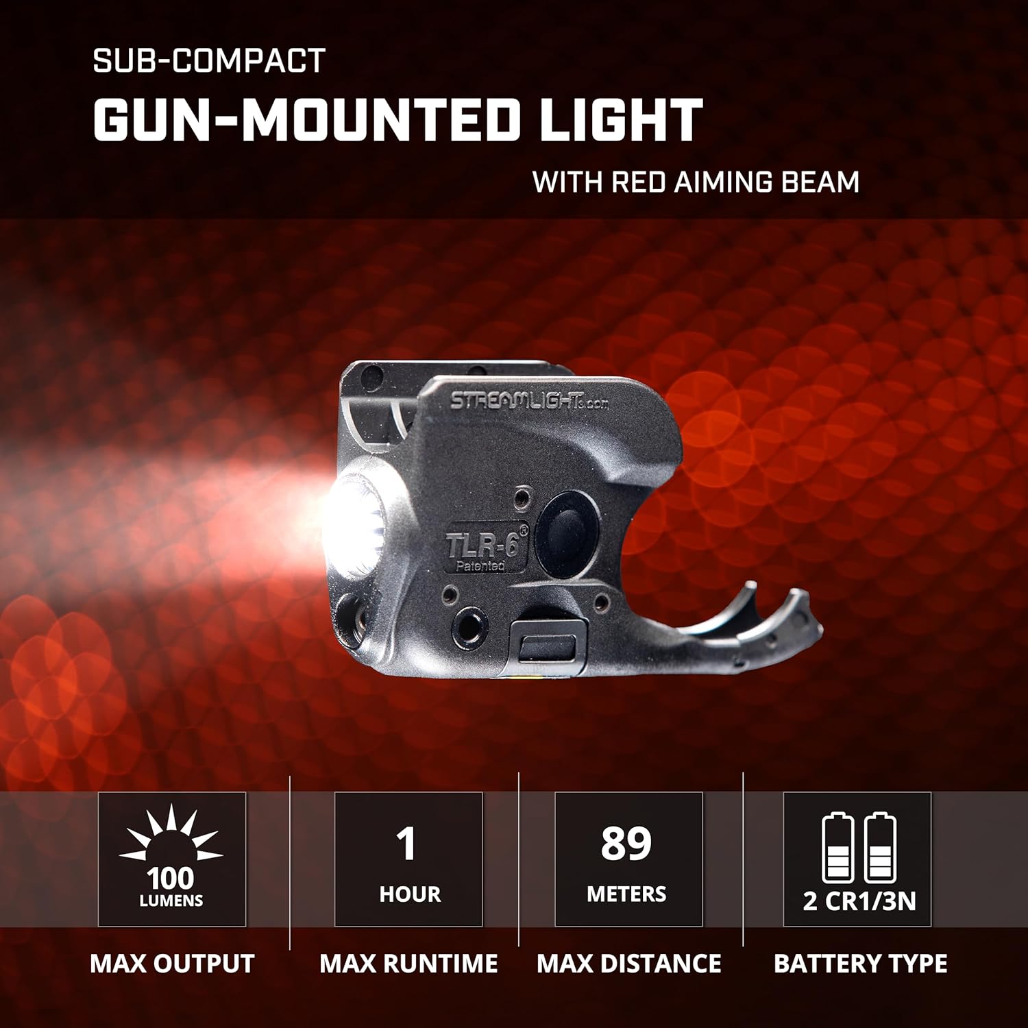 Streamlight 69279 TLR-6 100-Lumen Tactical Weapon Light with Integrated Red Aiming Laser Designed Exclusively and Solely