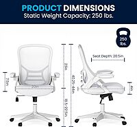 Flash Furniture Porter High-Back Mesh Ergonomic Swivel Office Chair with Adjustable Lumbar Support and Flip-Up Armrests