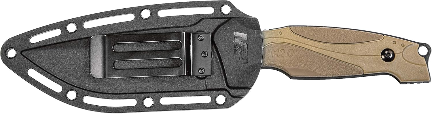 Smith & Wesson M&P M2.0 9in S.S. Full Tang Thin Fixed Blade Knife with 4in Drop Point Blade and Rubber FDE Handle