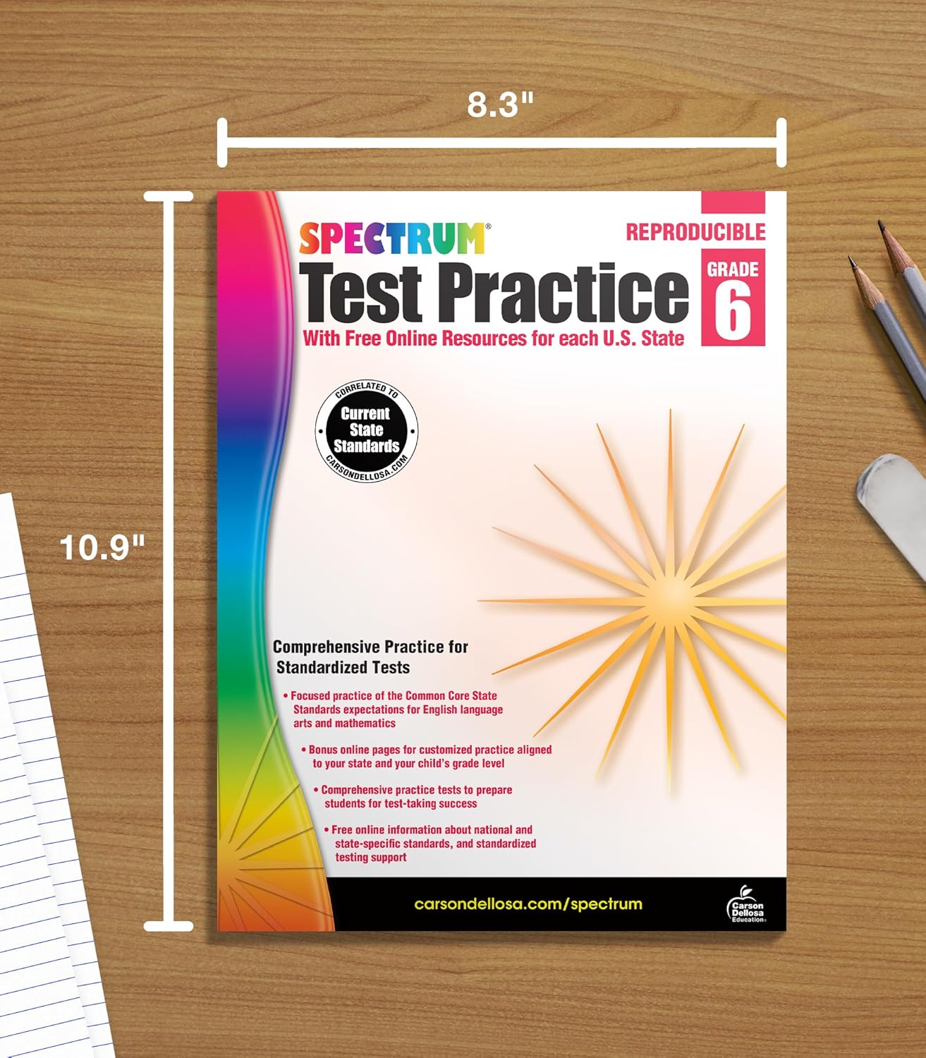 Spectrum Grade 6 Test Practice Workbooks, Ages 10 to 11, Math, Language Arts