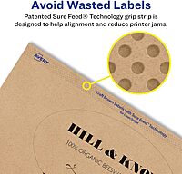 Avery Kraft Brown Oval Labels, Sure Feed Technology, 4 in x 6 in, 30 Kraft Brown Labels, Print-to-The-Edge, Laser/Inkjet Printable 30 labels
