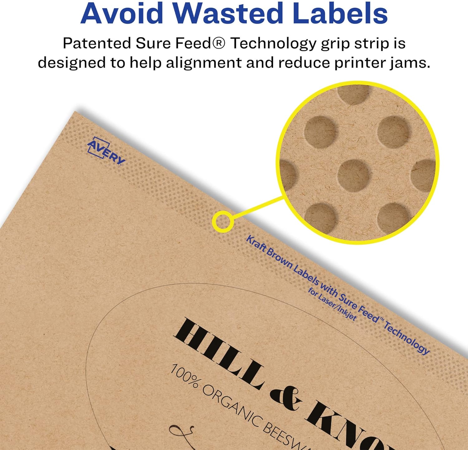 Avery Kraft Brown Oval Labels, Sure Feed Technology, 3" x 5", Print-to-The-Edge, Laser/Inkjet Printable, Permanent Adhesive