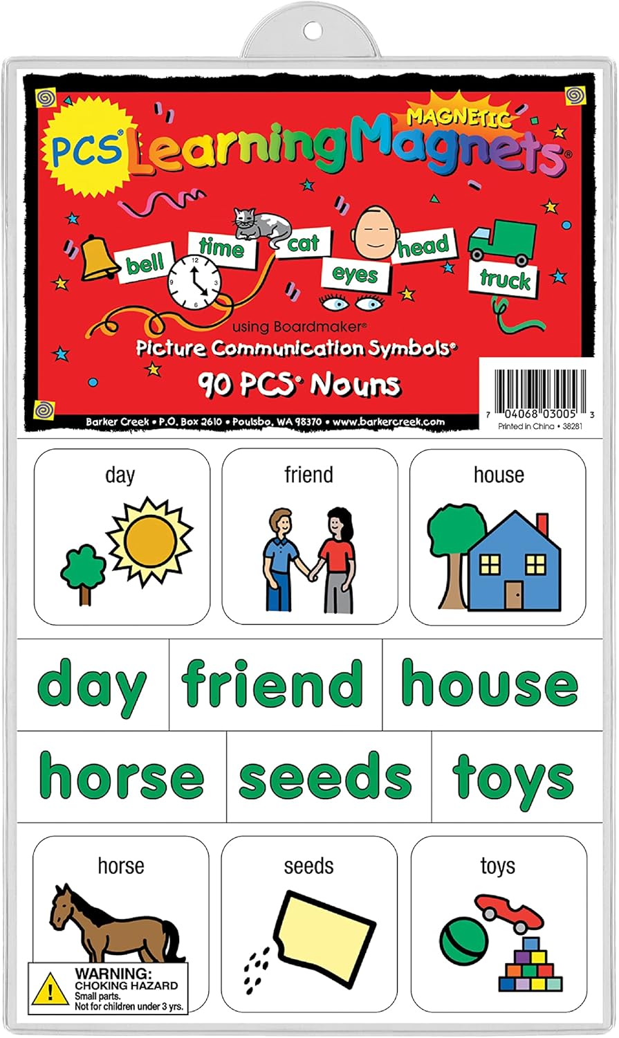 BARKER CREEK Learning Magnets, Picture Communication Symbol (PCS) Word Magnets