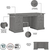 Bush Furniture Saratoga 66in Executive Desk with Drawers