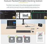 StarTech.com USB-C Docking Station for Windows and ChromeOS, Triple 4K HDMI DP Video, USB 10Gbps Hub, 100W Laptop Charging, GbE, SD, MicroSD