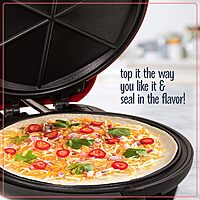 Nostalgia 6-Wedge Electric Quesadilla Maker with Extra Stuffing Latch, 8-inch, Red Original