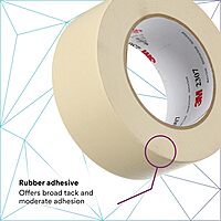 3M Masking Tape 2307, Tan Color, General Purpose, Rubber Adhesive, Crepe-Paper Backing, 48 mm x 55 m, 5.2 mil, 24/Case