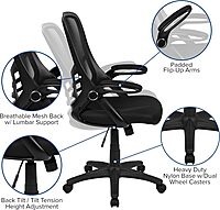Flash Furniture Porter High-Back Mesh Ergonomic Swivel Office Chair with Adjustable Lumbar Support and Flip-Up Armrests