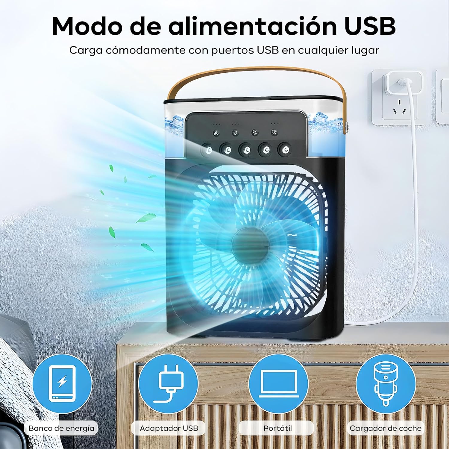 Ventilador Portatil,Mini Enfriador de Aire Por Evaporación,Refrigeración