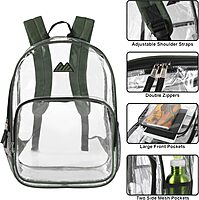 Summit Ridge Waterproof Clear Backpack with Water Bottle Holder - Stadium Approved Heavy-Duty Clear Backpack