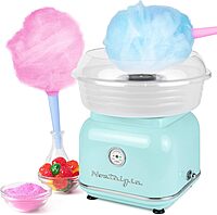Nostalgia Classic Countertop Cotton Candy Machine, Manual, Retro Vintage Candy Maker Includes 2 Reusable Cones & Scoop