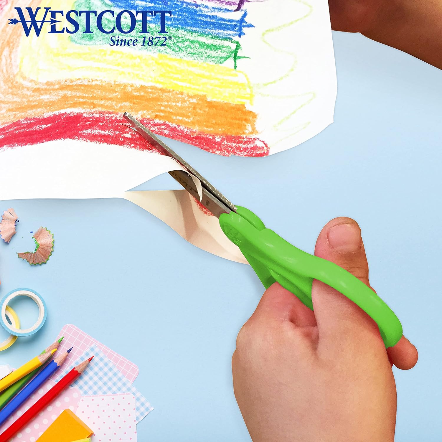 WESTCOTT 5-inch Pointed Kids Scissors, Molded Ambidextrous Handles, Stainless Steel