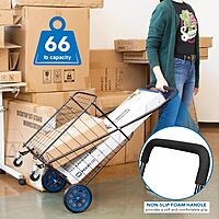 Mount-It! Foldable Shopping Cart with 360° Swivel Wheels, Portable Grocery Cart on Wheels with Extended Foam Handle