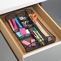 Safco 3262BL Onyx Mesh Desktop Organizer with Drawer, Black