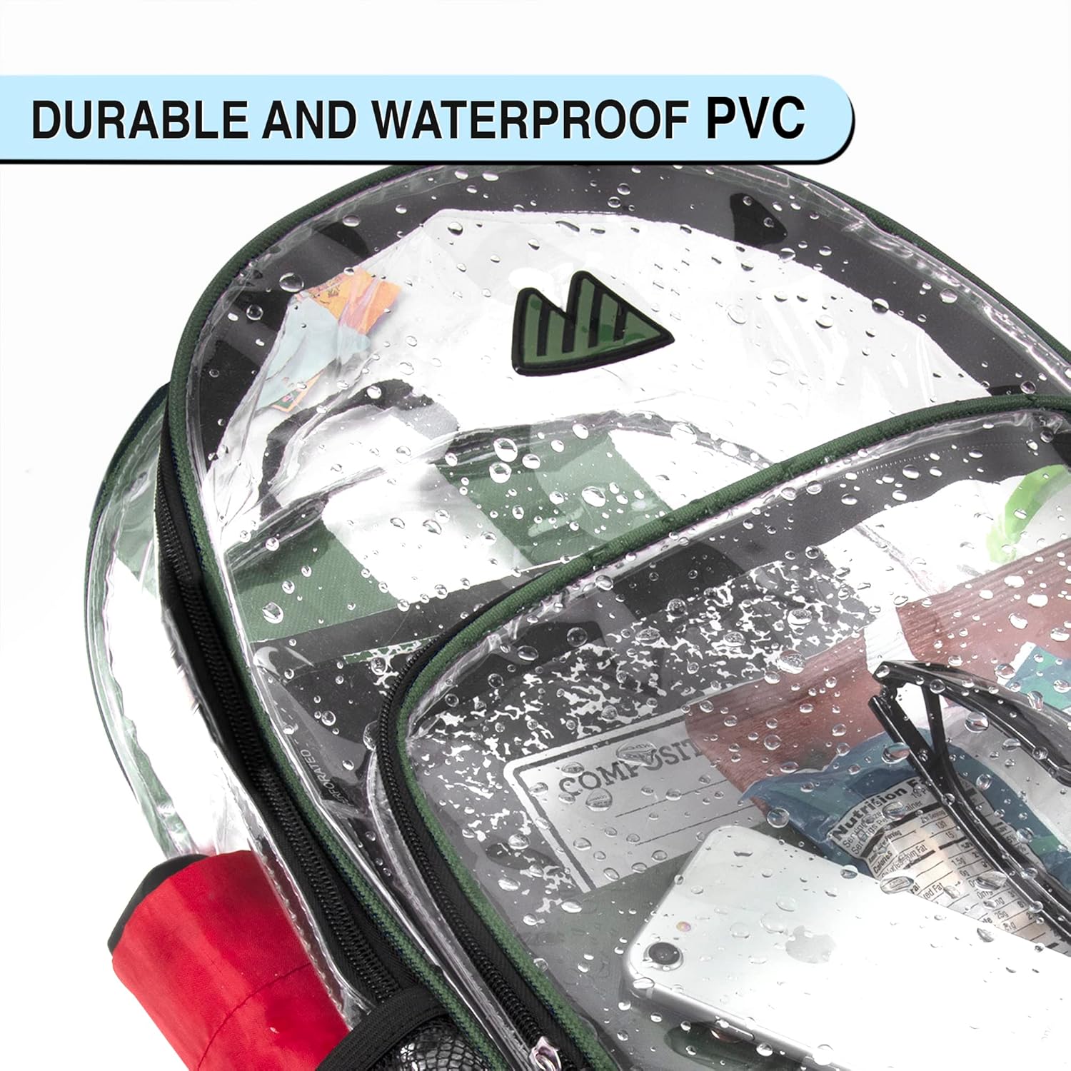 Summit Ridge Waterproof Clear Backpack with Water Bottle Holder - Stadium Approved Heavy-Duty Clear Backpack