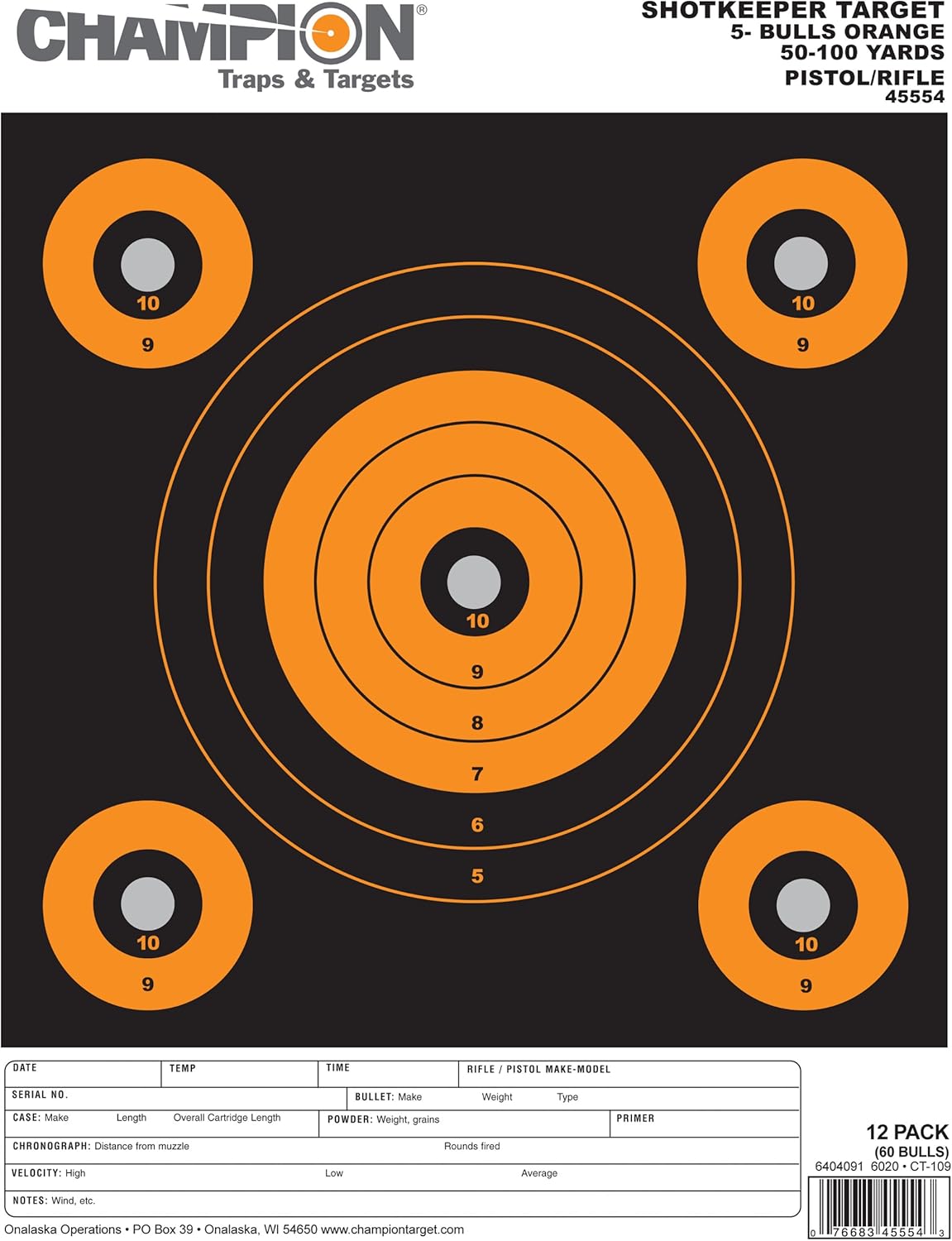 CHAMPION ShotKeeper 5-Bulls Paper Targets