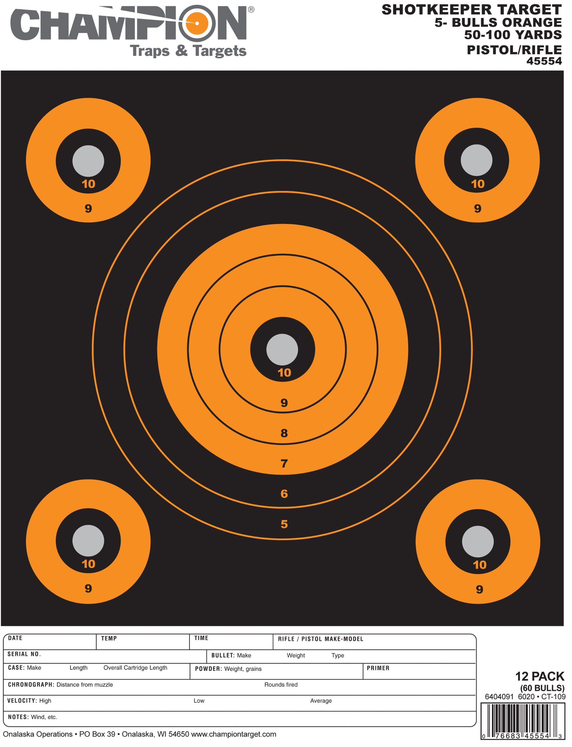 CHAMPION ShotKeeper 5-Bulls Paper Targets