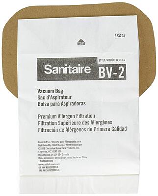 Sanitaire BV-2 Premium Paper Bag (Pack of 5), Fits Models SC412 Series Backpack Vacuum, 62370A, White