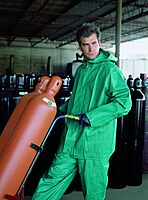 Rain Suit with Pants: Size 3X-Large, Non-Hazardous Protection, Green, Nylon & PVC