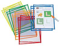 Pacon Dry-Erase Pockets, 10in x 13-1/2in, Assorted/Clear, Pack Of 10 Pockets