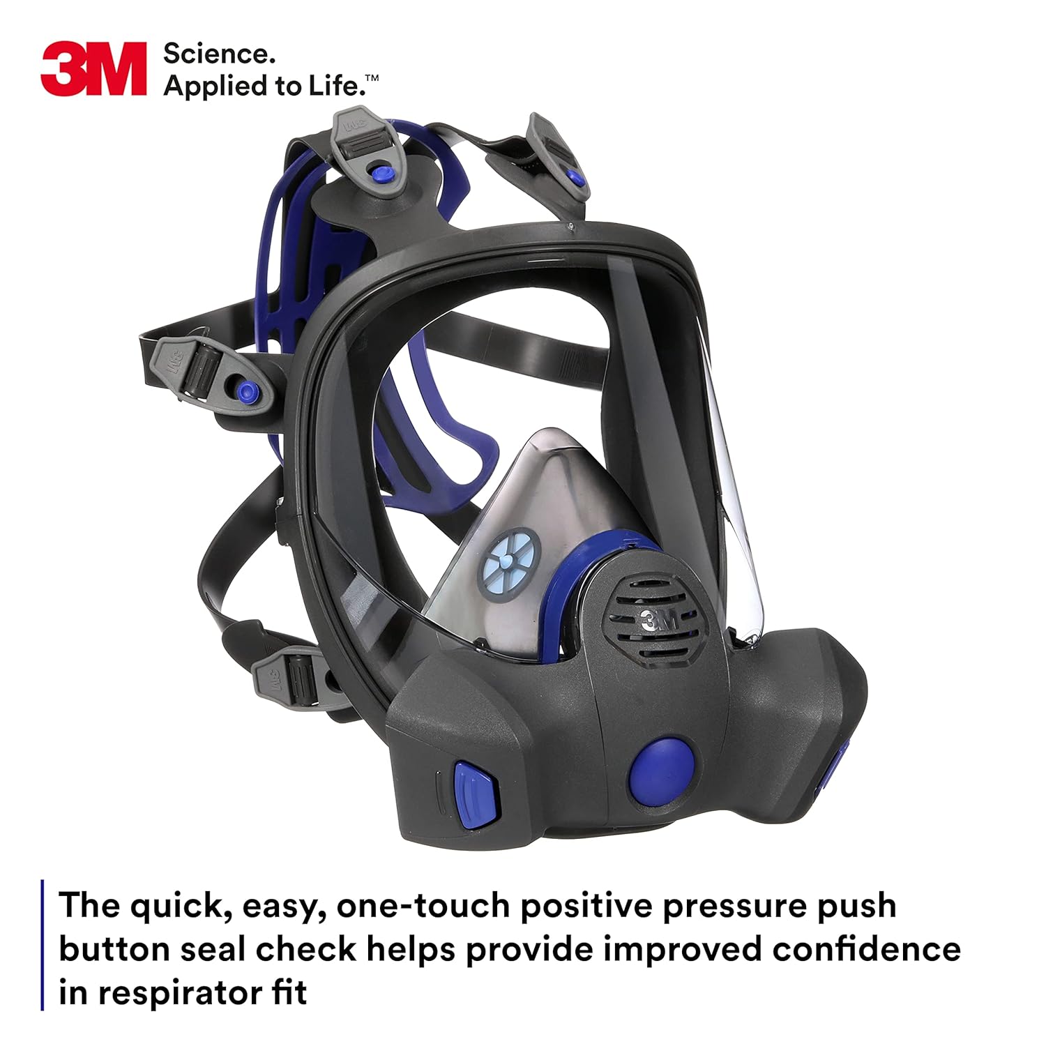 3M Secure Click Full Face Reusable Respirator with Large Lens, Speaking Diaphragm and Push Button Seal Check, FF-801