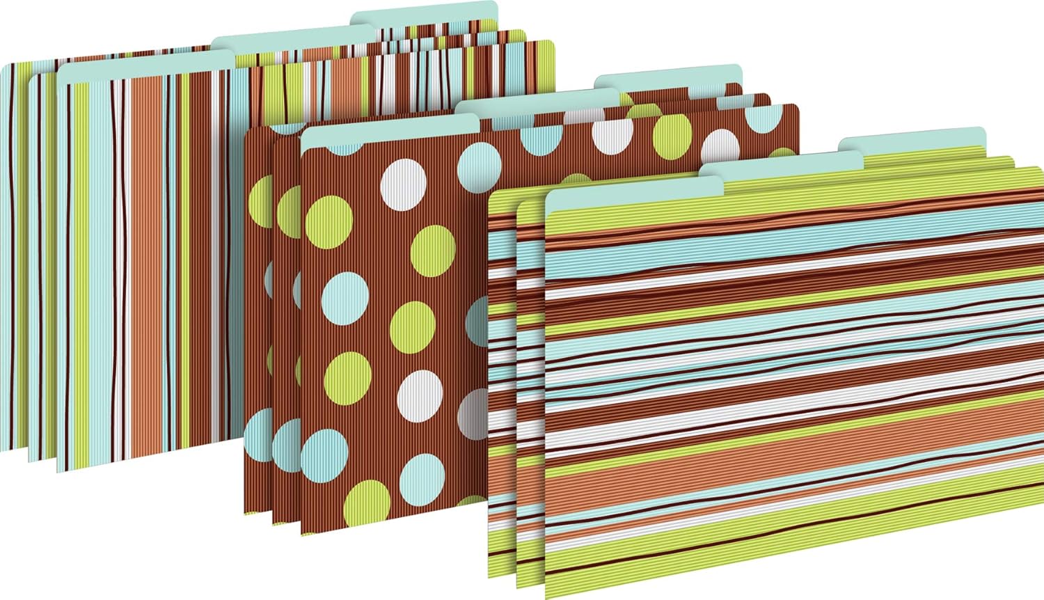 Barker Creek File Folders - Set of 9 Ribbon by The Yard Legal Size Folders, 12pt Stock, Multi-Design Set, 1/3 Cut Tabs