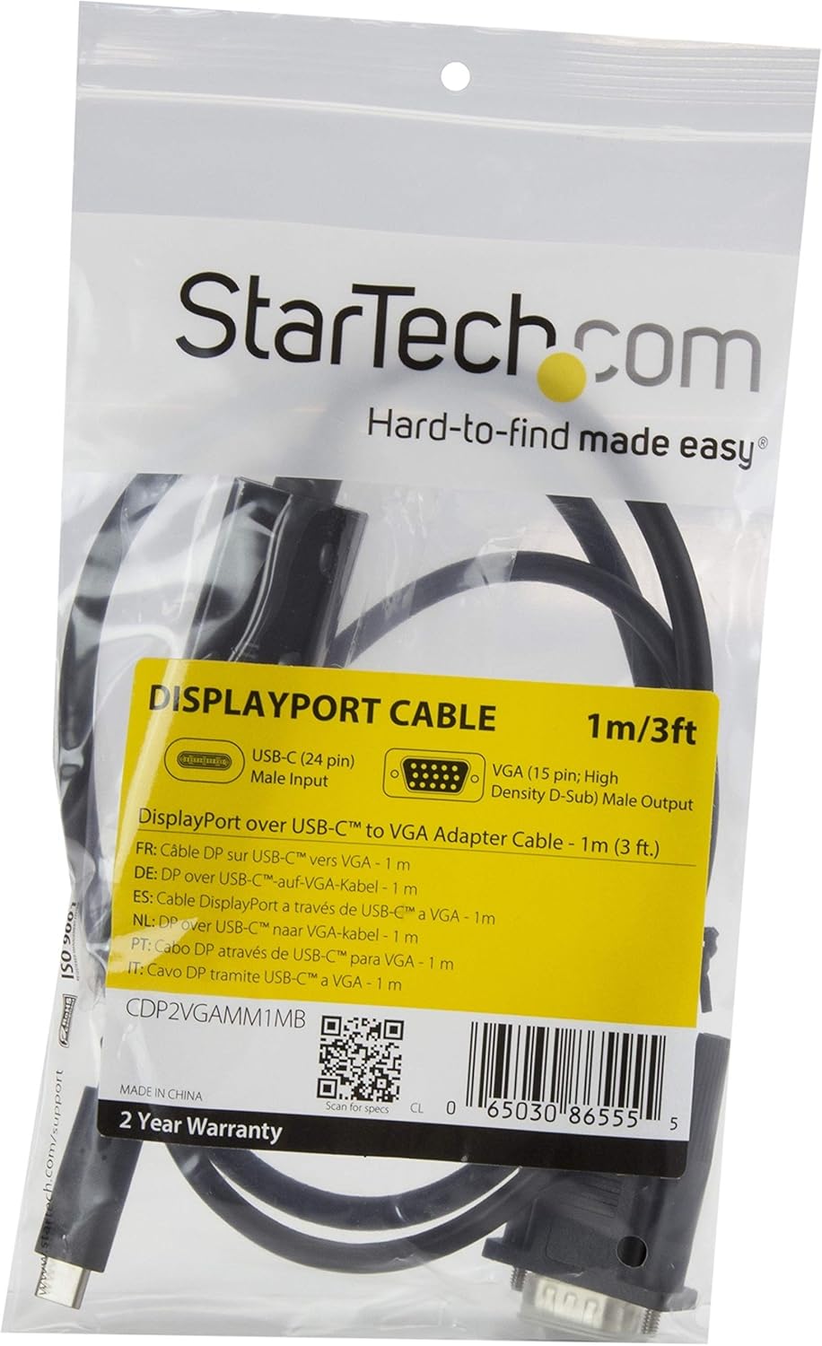 StarTech.com USB C to VGA Active Adapter Cable - Thunderbolt 3 Compatible