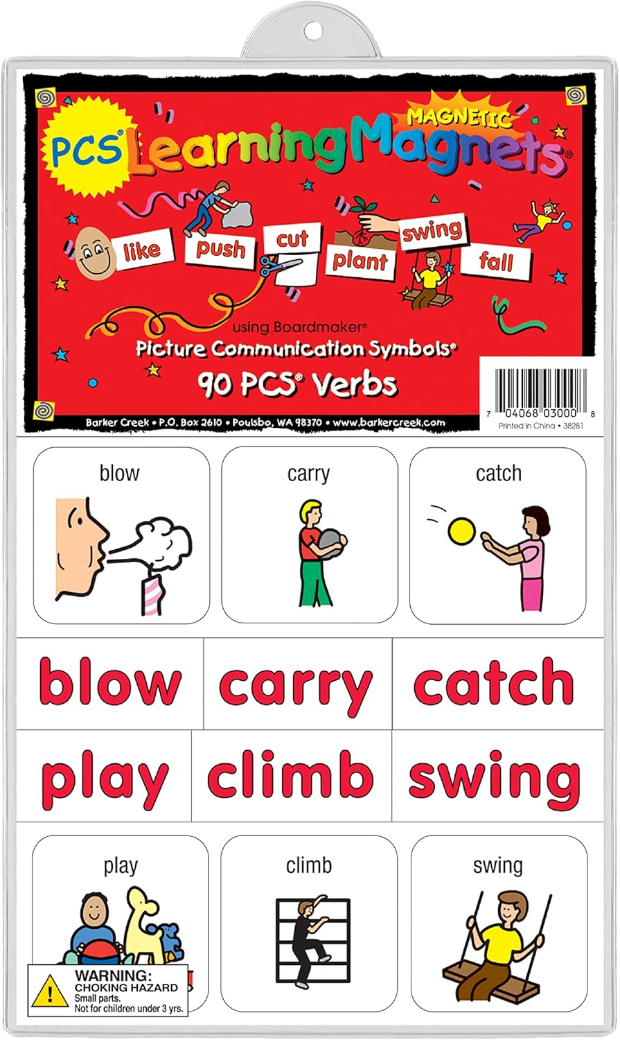 BARKER CREEK Learning Magnets, Picture Communication Symbol (PCS) Word Magnets