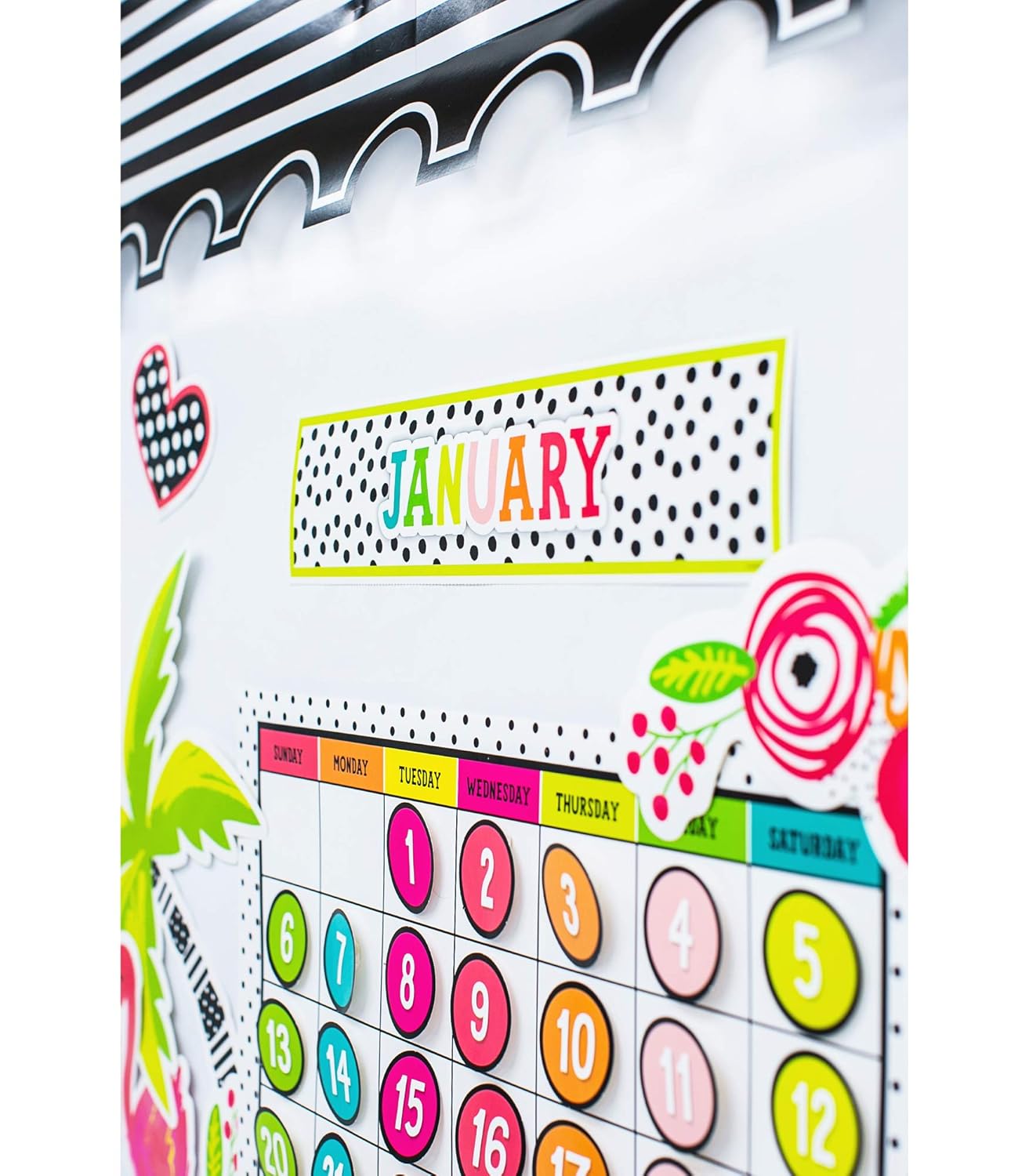 Schoolgirl Style Simply Stylish Tropical 92-Piece Calendar Bulletin Board Set for Classroom