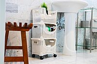 Mind Reader Plastic Storage Cart, Kitchen Storage, Rolling, Toy Storage, Laundry, Kitchen, 14.75" L x 11" W x 28.25" H, Ivory