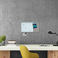 U Brands 3N1 Magnetic Glass Dry-Erase Monthly Calendar Board, White/Gray Surface, White Aluminum Frame