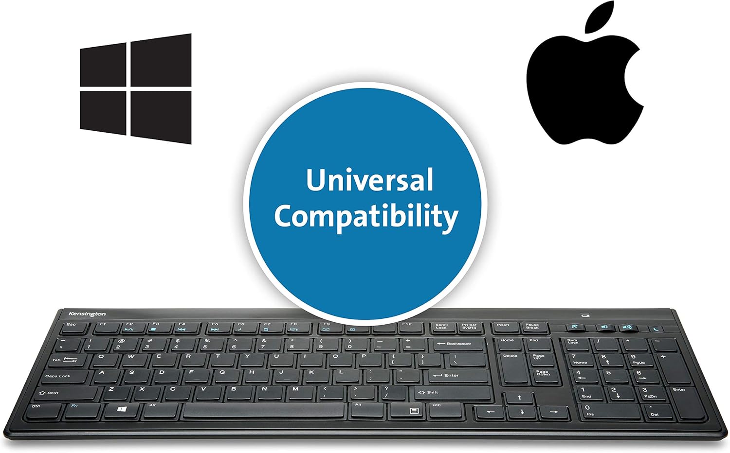 Kensington Slim Type Wireless Quiet Keyboard (K72344US), Black