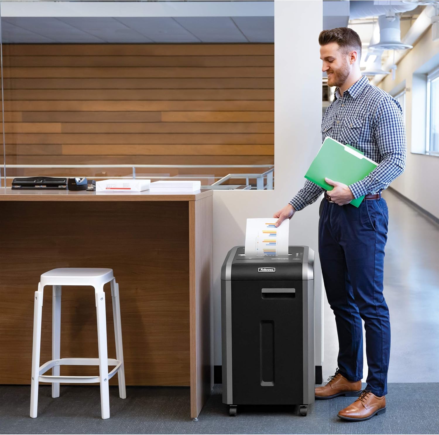 Fellowes Powershred 100% Jam Proof Continuous-Duty Strip-Cut Shredder
