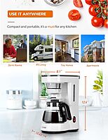 Commercial Chef Drip Coffee Maker with Pour Over Filter, 5 Cup, 0.75L Water Tank, Brews in 6 Minutes