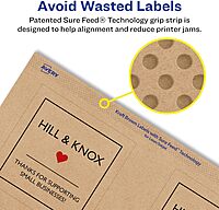 Avery Kraft Brown Square Labels, Sure Feed Technology, 3" x 3", Print-to-The-Edge, Laser/Inkjet Printable