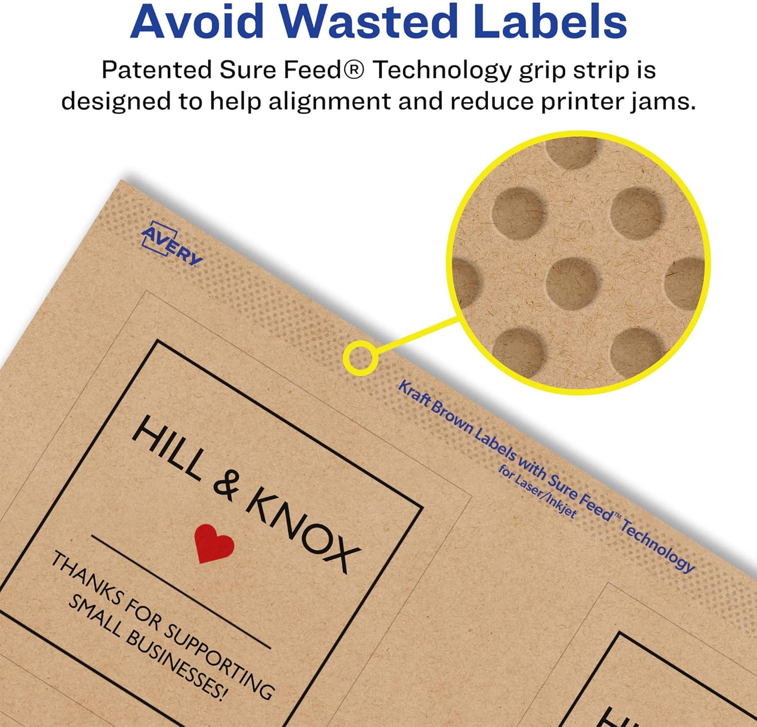 AVERY Kraft Brown Square Labels, Sure Feed Technology, 2.75" x 2.75"