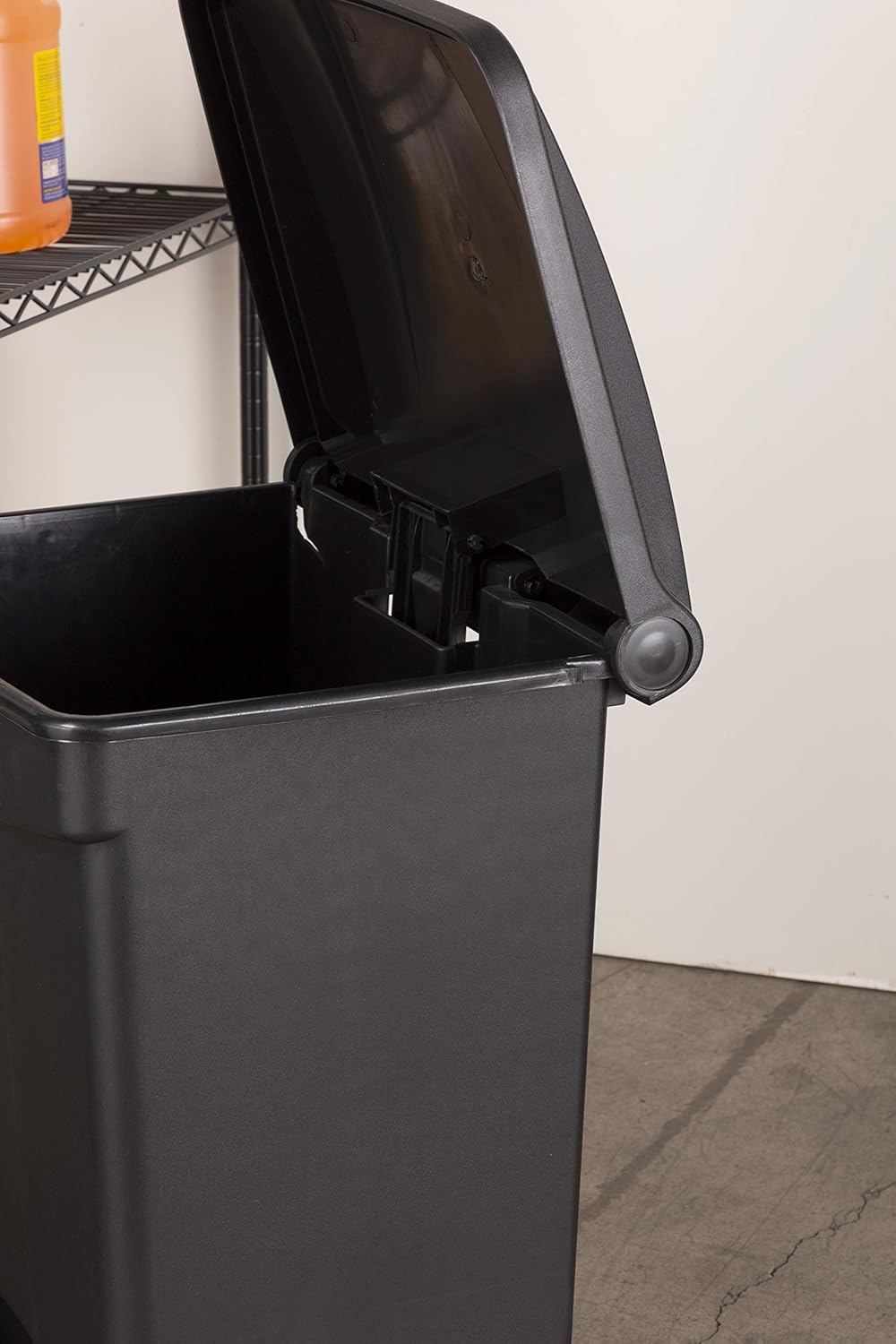 SAFCO Step On Plastic Trash Can with Foot Pedal, Hands Free Indoor All-Purpose Waste Bin