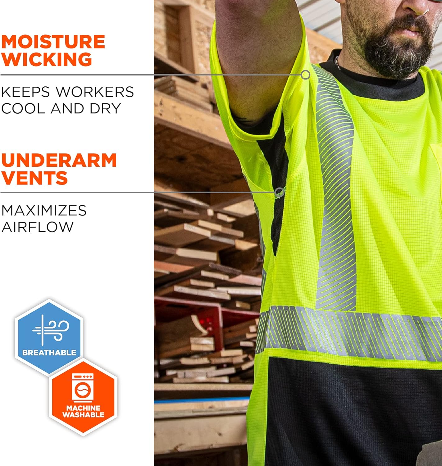 ERGODYNE GloWear 8283BK Lightweight Hi-Vis T-Shirt