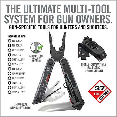 Real Avid Gun Tool Max, 37-in-1 Multitool for Gunsmithing, Includes Pliers, Wire Cutters, Knife Blade