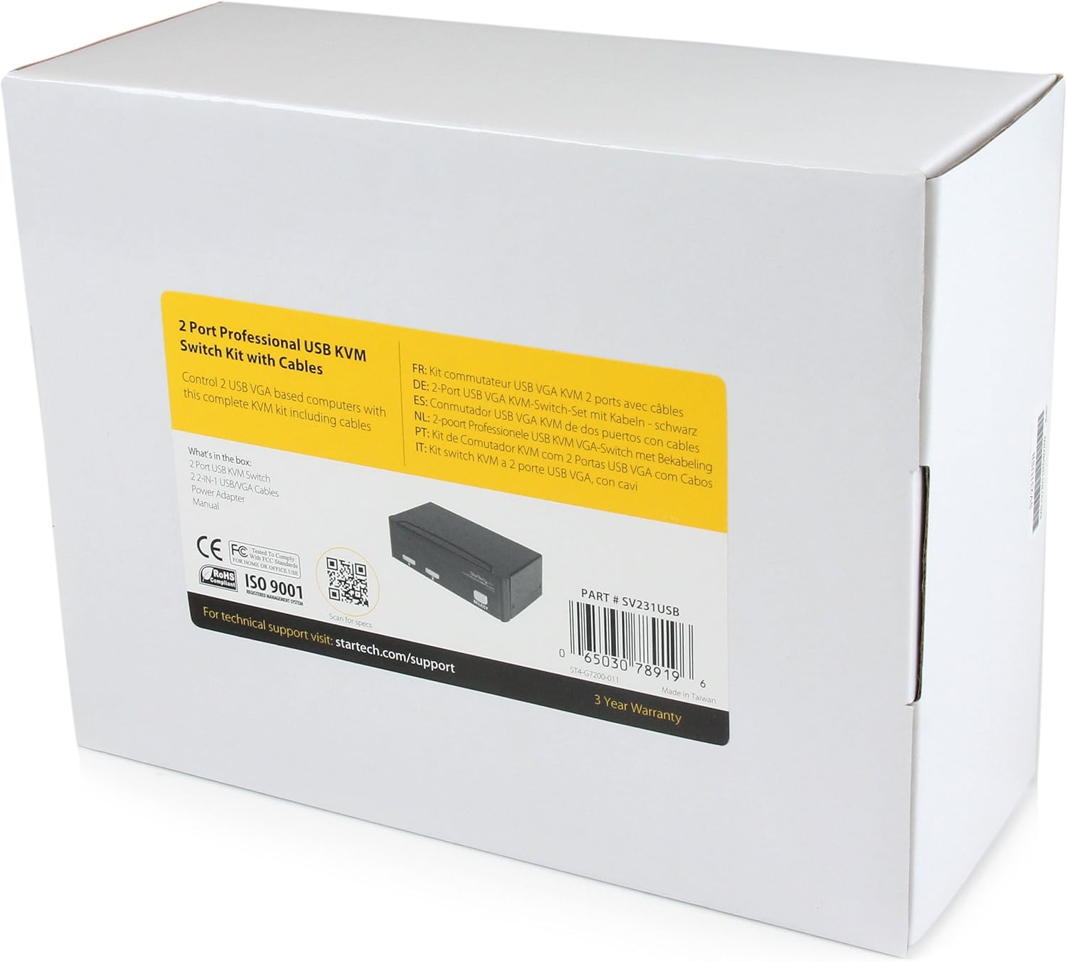 StarTech.com 2 Port VGA USB KVM Switch - VGA KVM Switch - 1920x1440 - USB 2.0 - KVM Video Switch